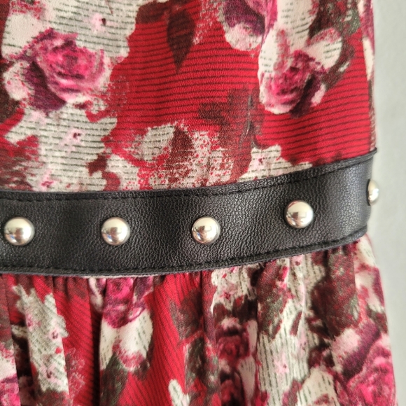 The Kooples Studded Leather Harness Floral Dress - Picture 9 of 12